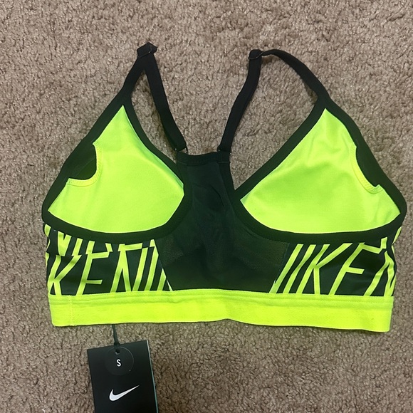 Nike Women's Black and Neon Yellow Sports Bra - Picture 3 of 4